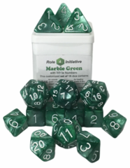 Marble Green with White Numbers - Set of 15